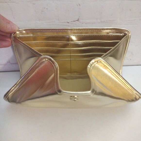 Estee Lauder Gold Clutch Purse Makeup Cosmetic Evening Bag - Picture 5 of 13